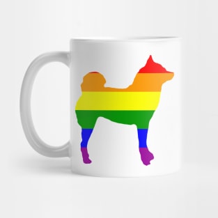 Lilly the Shiba Inu Silhouette - Rainbow Pride Flag on White Mug